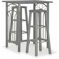 YOUTHUP Ensemble De Bar 3 Pcs Bois Et Acier Anthracite - Gris