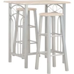 YOUTHUP Ensemble De Bar 3 Pcs Bois Et Acier - Gris