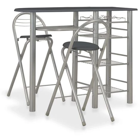 YOUTHUP Ensemble De Bar Avec étagères 3 Pcs Bois Et Acier Noir - Noir 3 YOUTHUP Ensemble De Bar Avec étagères 3 Pcs Bois Et Acier Noir - Noir