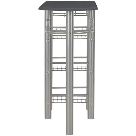 YOUTHUP Ensemble De Bar Avec étagères 3 Pcs Bois Et Acier Noir - Noir 6 YOUTHUP Ensemble De Bar Avec étagères 3 Pcs Bois Et Acier Noir - Noir – Image 4