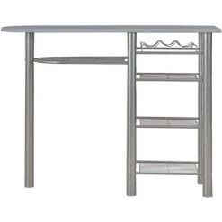 YOUTHUP Ensemble De Bar Avec étagères 3 Pcs Bois Et Acier Gris - Gris -Table haute et bar Soldes 24527969 3