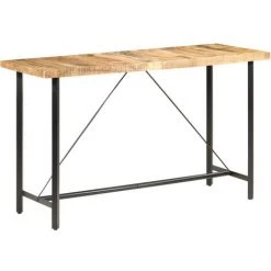 Table De Bar Bois De Manguier Brut 180x70x107 Cm VidaXL - Brun