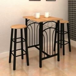 HOMMOO Lot D'une Table Haute De Bar Avec 2 Tabourets ''phoenix'' HDV08025 -Table haute et bar Soldes 25008782 5