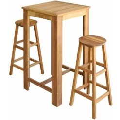 Hommoo Table Et Tabourets De Bar 3 Pcs Bois D'acacia Massif HDV12591