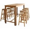 Hommoo Table Et Tabourets De Bar 7 Pcs Bois D'acacia Massif HDV12595 -Table haute et bar Soldes 25069718 1