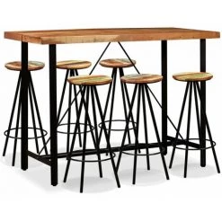 Hommoo Ensemble De Bar 7 Pcs Bois De Sesham Massif Et Recycle HDV18069