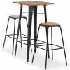 Hommoo Mobilier De Bar 3 Pcs Acier Noir Et Marron HDV19631 -Table haute et bar Soldes 25081584 1