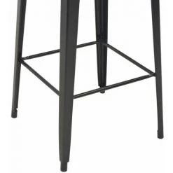 Hommoo Mobilier De Bar 3 Pcs Acier Noir Et Marron HDV19631 -Table haute et bar Soldes 25081584 5