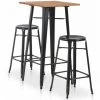 Hommoo Mobilier De Bar 3 Pcs Acier Noir HDV19632 2 Hommoo Mobilier De Bar 3 Pcs Acier Noir HDV19632 -Table haute et bar Soldes 25081593 1