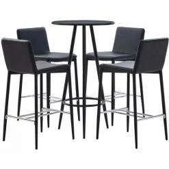 Hommoo Ensemble De Bar 5 Pcs Similicuir Noir HDV21885