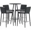 Hommoo Ensemble De Bar 5 Pcs Similicuir Gris HDV21891 -Table haute et bar Soldes 25086527 1
