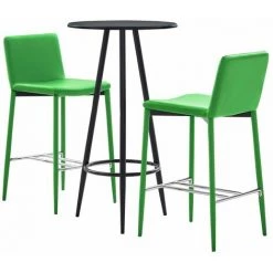 Hommoo Ensemble De Bar 3 Pcs Similicuir Vert HDV21902