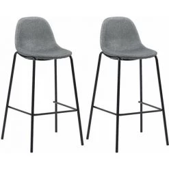 Hommoo Ensemble De Bar 3 Pcs Tissu Gris Clair HDV21904 -Table haute et bar Soldes 25086578 5