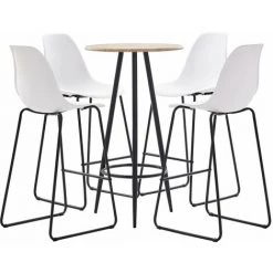 Hommoo Ensemble De Bar 5 Pcs Plastique Blanc HDV21963