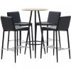 Hommoo Ensemble De Bar 5 Pcs Similicuir Noir HDV21977 -Table haute et bar Soldes 25086969 1