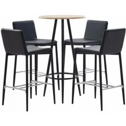 Hommoo Ensemble De Bar 5 Pcs Similicuir Noir HDV21977