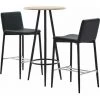 Hommoo Ensemble De Bar 3 Pcs Similicuir Gris HDV21981 -Table haute et bar Soldes 25087012 1
