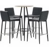 Hommoo Ensemble De Bar 5 Pcs Similicuir Gris HDV21982 -Table haute et bar Soldes 25087024 1