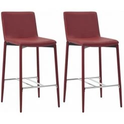 Hommoo Ensemble De Bar 3 Pcs Similicuir Rouge Bordeaux HDV21985 -Table haute et bar Soldes 25087045 5