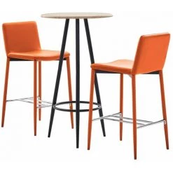 Hommoo Ensemble De Bar 3 Pcs Similicuir Orange HDV21989