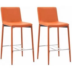 Hommoo Ensemble De Bar 3 Pcs Similicuir Orange HDV21989 -Table haute et bar Soldes 25087076 5