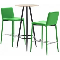 Hommoo Ensemble De Bar 3 Pcs Similicuir Vert HDV21993