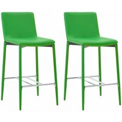 Hommoo Ensemble De Bar 3 Pcs Similicuir Vert HDV21993 -Table haute et bar Soldes 25087118 5