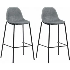 Hommoo Ensemble De Bar 5 Pcs Tissu Gris Clair HDV21996 -Table haute et bar Soldes 25087137 5