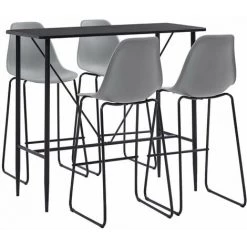 Hommoo Ensemble De Bar 5 Pcs Plastique Gris HDV22008