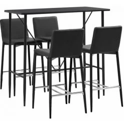 Hommoo Ensemble De Bar 5 Pcs Similicuir Noir HDV22013