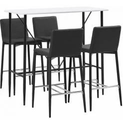 Hommoo Ensemble De Bar 5 Pcs Similicuir Gris HDV22039