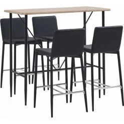 Hommoo Ensemble De Bar 5 Pcs Similicuir Noir HDV22059