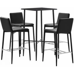 Hommoo Ensemble De Bar 5 Pcs Similicuir Noir HDV22087