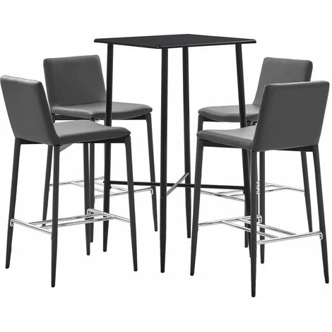 Hommoo Ensemble De Bar 5 Pcs Similicuir Gris HDV22093 3 Hommoo Ensemble De Bar 5 Pcs Similicuir Gris HDV22093