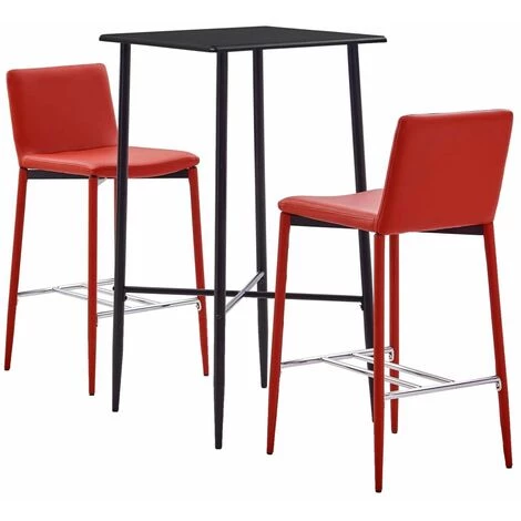 Hommoo Ensemble De Bar 3 Pcs Similicuir Rouge HDV22094 3 Hommoo Ensemble De Bar 3 Pcs Similicuir Rouge HDV22094