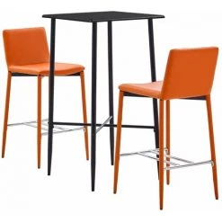 Hommoo Ensemble De Bar 3 Pcs Similicuir Orange HDV22100