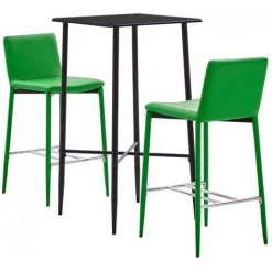 Hommoo Ensemble De Bar 3 Pcs Similicuir Vert HDV22104