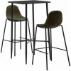 Hommoo Ensemble De Bar 3 Pcs Tissu Marron HDV22112 -Table haute et bar Soldes 25087630 1