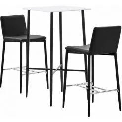 Hommoo Ensemble De Bar 3 Pcs Similicuir Noir HDV22137