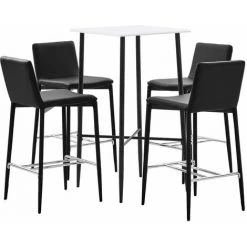 Hommoo Ensemble De Bar 5 Pcs Similicuir Noir HDV22138