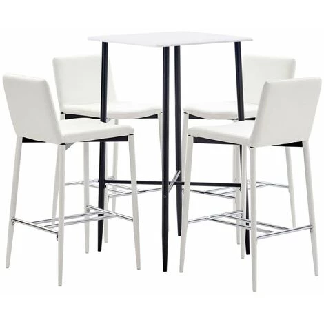 Hommoo Ensemble De Bar 5 Pcs Similicuir Blanc HDV22140 3 Hommoo Ensemble De Bar 5 Pcs Similicuir Blanc HDV22140