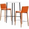 Hommoo Ensemble De Bar 3 Pcs Similicuir Orange HDV22151