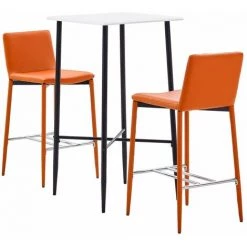 Hommoo Ensemble De Bar 3 Pcs Similicuir Orange HDV22151