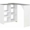 Hommoo Table De Bar Avec Tablette Amovible Blanc 138 X 40 X 120 Cm HDV22377 -Table haute et bar Soldes 25087952 1