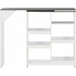 Hommoo Table De Bar Avec Tablette Amovible Blanc 138 X 40 X 120 Cm HDV22377 -Table haute et bar Soldes 25087952 3