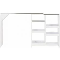 Hommoo Table De Bar Avec Tablette Amovible Blanc 138 X 40 X 120 Cm HDV22377 -Table haute et bar Soldes 25087952 4