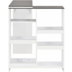 Hommoo Table De Bar Avec Tablette Amovible Blanc 138 X 40 X 120 Cm HDV22377 -Table haute et bar Soldes 25087952 5