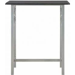 Hommoo Ensemble De Bar 3 Pcs Bois Et Acier Noir HDV24934 -Table haute et bar Soldes 25137466 3