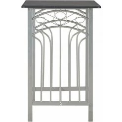 Hommoo Ensemble De Bar 3 Pcs Bois Et Acier Noir HDV24934 -Table haute et bar Soldes 25137466 4