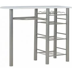Hommoo Ensemble De Bar Avec Etageres 3 Pcs Bois Et Acier Blanc HDV24937 9 Hommoo Ensemble De Bar Avec Etageres 3 Pcs Bois Et Acier Blanc HDV24937 -Table haute et bar Soldes 25137491 3